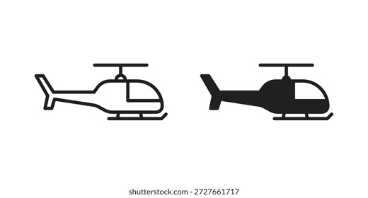 Helikopter Icons Collection. Dünne lineare und schwarze flache Symbole