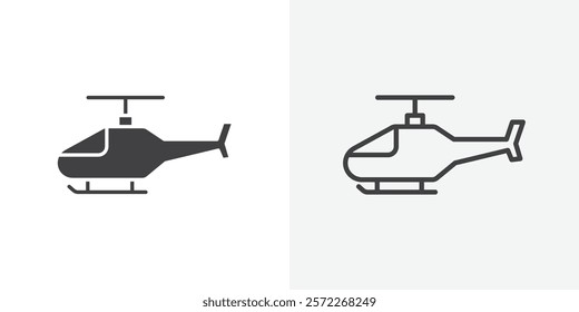 Helicopter icons. flat and line style set