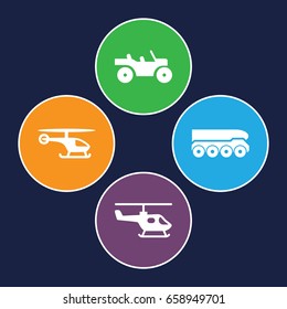 Helicopter icons set. set of 4 helicopter filled icons such as helicopter