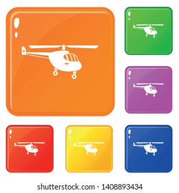 Helicopter icons set collection vector 6 color isolated on white background