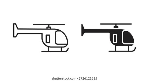 Símbolo de Vector de iconos de helicóptero con trazo editable y versiones planas