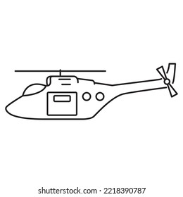 Helicopter icon.Thin line copter symbol.Outline chopper icon.Simple design.Air transport.Isolated on white background.