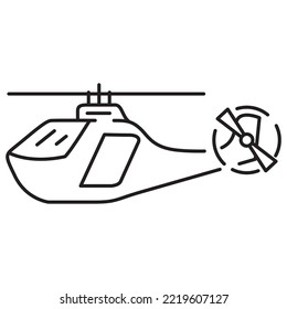 Helicopter icon.Thin line copter symbol.Outline chopper icon.Simple design.Air transport.Isolated on white background.