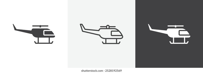 Helicopter icon.Trendy moderna ilustração vetorial linear plana sobre fundo branco.