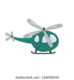 Helicopter illustration. Hand-drawn vector helicopter on a white background for a children's card, poster, book.

