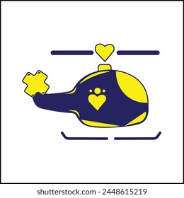 diseño de Vector de ilustración de helicóptero en amarillo y negro en estilo simple. adecuado para logotipos, íconos, afiches, anuncios, Anuncios, empresas, diseños de camisetas, pegatinas, Sitios web.