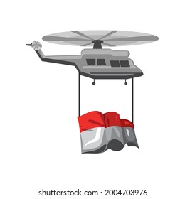 helicopter with indonesia flag isolated