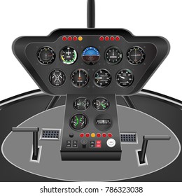 Helicopter instrument aviation control illustration on white background 