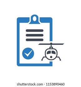 Helicopter insurance icon vector - Auto identity Document icon blue