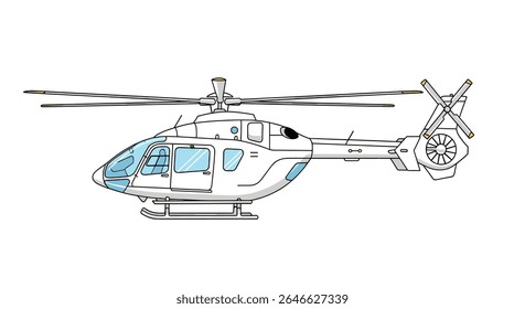 Helicopter Isolated Vector Illustration Aviation Transport Rotorcraft Flying Airplane Air Vehicle Sky