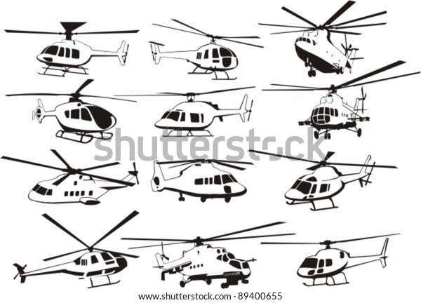 Helicopter Keylines Set Stock Vector (Royalty Free) 89400655 | Shutterstock