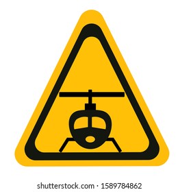 Helicopter Landing Area Sign Isolated On White Background. Triangle Warning Symbol Simple, Flat Vector, Icon You Can Use Your Website Design, Mobile App Or Industrial Design. Vector Illustration