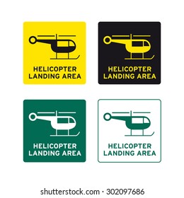 Helicopter landing area sign vector set