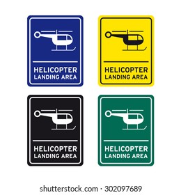 Helicopter landing area sign vector set