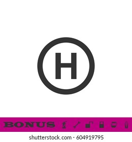 Helicopter landing icon flat. Black pictogram on white background. Vector illustration symbol and bonus button