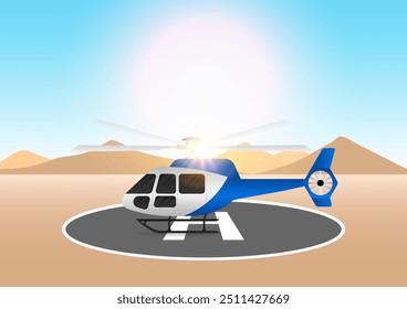 Atterrissage d'hélicoptère sur Helipad. Illustration vectorielle. 