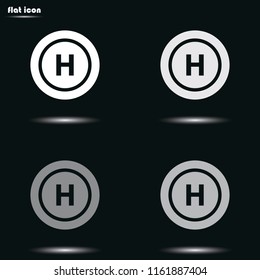 Helicopter landing pad flat grayscale vector icon.