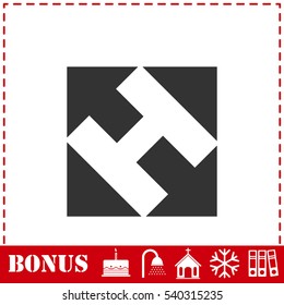 Helicopter landing pad icon flat. Simple vector symbol and bonus icon