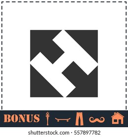 Helicopter landing pad icon flat. Simple vector symbol and bonus icon