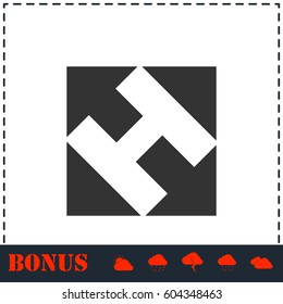 Helicopter landing pad icon flat. Simple vector symbol and bonus icon
