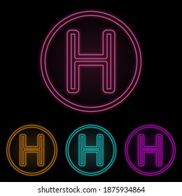 helicopter landing site color neon set. Simple thin line, outline vector of web icons for ui and ux, website or mobile application