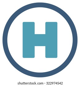 Helicopter Landing vector icon. Style is bicolor flat symbol, cyan and blue colors, rounded angles, white background.
