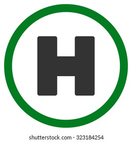 Helicopter Landing vector icon. Style is bicolor flat symbol, green and gray colors, rounded angles, white background.
