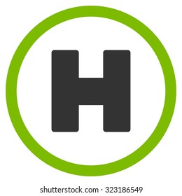 Helicopter Landing vector icon. Style is bicolor flat symbol, eco green and gray colors, rounded angles, white background.