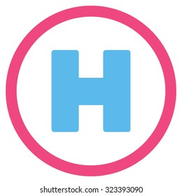 Helicopter Landing vector icon. Style is bicolor flat symbol, pink and blue colors, rounded angles, white background.