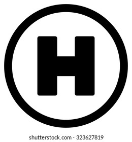 Helicopter Landing vector icon. Style is flat symbol, black color, rounded angles, white background.