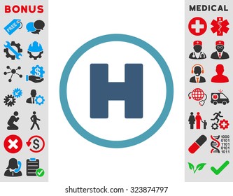 Helicopter Landing vector icon. Style is bicolor flat symbol, cyan and blue colors, rounded angles, white background.