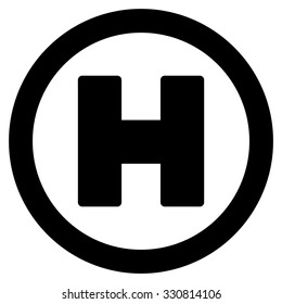 Helicopter Landing vector icon. Style is flat black symbol, rounded angles, white background.