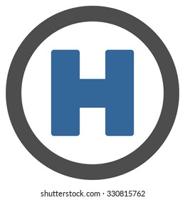 Helicopter Landing vector icon. Style is flat bicolor cobalt and gray symbol, rounded angles, white background.