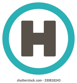 Helicopter Landing vector icon. Style is flat bicolor grey and cyan symbol, rounded angles, white background.