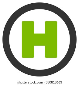 Helicopter Landing vector icon. Style is flat bicolor eco green and gray symbol, rounded angles, white background.