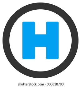 Helicopter Landing vector icon. Style is flat bicolor blue and gray symbol, rounded angles, white background.