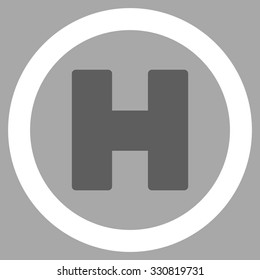 Helicopter Landing vector icon. Style is flat bicolor dark gray and white symbol, rounded angles, silver background.