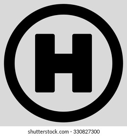Helicopter Landing vector icon. Style is flat black symbol, rounded angles, light gray background.