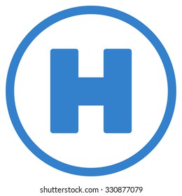 Helicopter Landing vector icon. Style is flat cobalt symbol, rounded angles, white background.