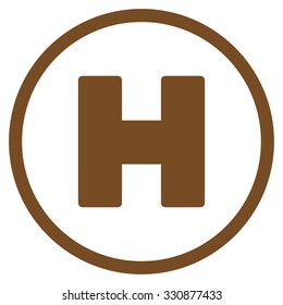 Helicopter Landing vector icon. Style is flat brown symbol, rounded angles, white background.