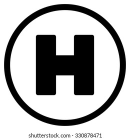 Helicopter Landing vector icon. Style is flat black symbol, rounded angles, white background.