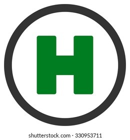 Helicopter Landing vector icon. Style is bicolor flat symbol, green and gray colors, rounded angles, white background.