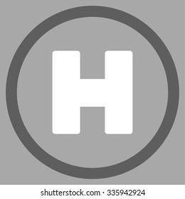 Helicopter Landing vector icon. Style is bicolor flat symbol, dark gray and white colors, rounded angles, silver background.