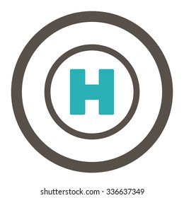 Helicopter Landing vector icon. Style is bicolor flat rounded symbol, grey and cyan colors, rounded angles, white background.