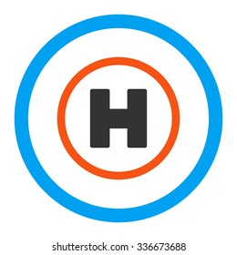 Helicopter Landing vector icon. Style is flat rounded symbol, bright colors, rounded angles, white background.