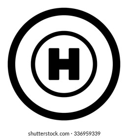 Helicopter Landing vector icon. Style is flat rounded symbol, black color, rounded angles, white background.