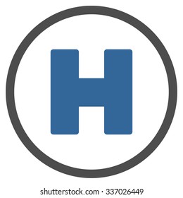 Helicopter Landing vector icon. Style is flat bicolor cobalt and gray symbol, rounded angles, white background.