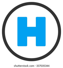 Helicopter Landing vector icon. Style is flat bicolor blue and gray symbol, rounded angles, white background.