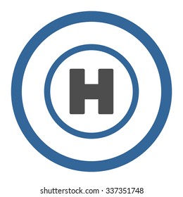Helicopter Landing vector icon. Style is bicolor flat rounded symbol, cobalt and gray colors, rounded angles, white background.