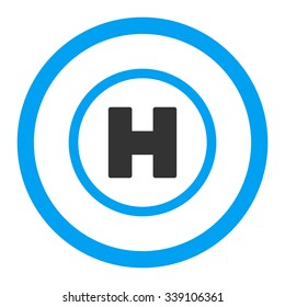 Helicopter Landing vector icon. Style is bicolor flat rounded symbol, blue and gray colors, rounded angles, white background.